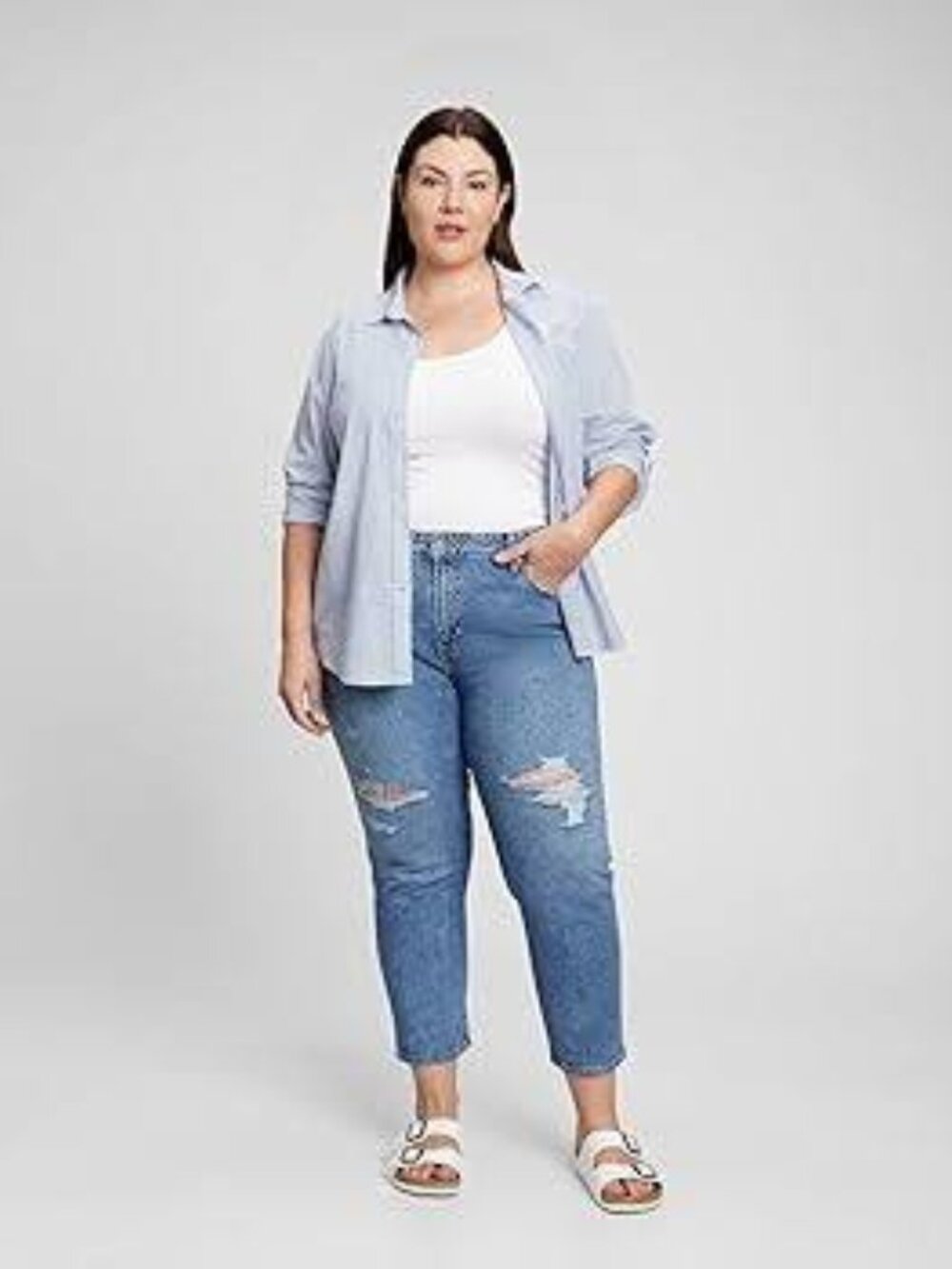 GAP Distressed Faded Blue Boyfriend Jeans